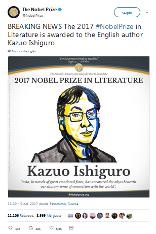 Kazuo Ishiguro Nobel de literatura 2017